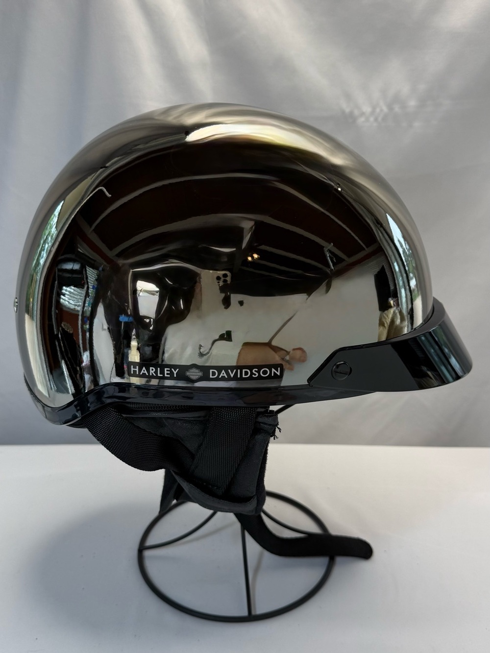 Harley-Davidson Chrome Half Helmet EUC Like New Size Small